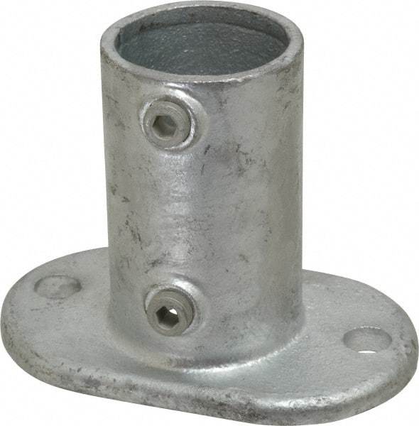 Kee - 2" Pipe, Railing Flange, Malleable Iron Flange Pipe Rail Fitting - Galvanized Finish - Eagle Tool & Supply