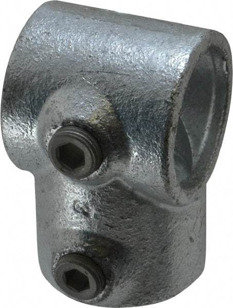 Kee - 1-1/4" Pipe, Single Socket Tee, Malleable Iron Tee Pipe Rail Fitting - Galvanized Finish - Eagle Tool & Supply