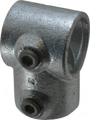 Kee - 1-1/4" Pipe, Single Socket Tee, Malleable Iron Tee Pipe Rail Fitting - Galvanized Finish - Eagle Tool & Supply