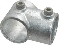 Kee - 1-1/2" Pipe, Single Socket Tee, Malleable Iron Tee Pipe Rail Fitting - Galvanized Finish - Eagle Tool & Supply