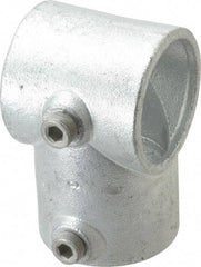 Kee - 2" Pipe, Single Socket Tee, Malleable Iron Tee Pipe Rail Fitting - Galvanized Finish - Eagle Tool & Supply