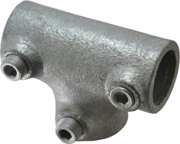 Kee - 3/4" Pipe, 90° Three Socket Tee, Malleable Iron Tee Pipe Rail Fitting - Galvanized Finish - Eagle Tool & Supply