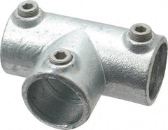 Kee - 1-1/4" Pipe, 90° Three Socket Tee, Malleable Iron Tee Pipe Rail Fitting - Galvanized Finish - Eagle Tool & Supply