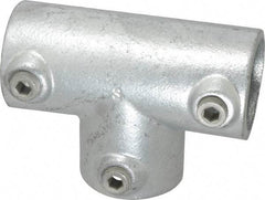 Kee - 1-1/2" Pipe, 90° Three Socket Tee, Malleable Iron Tee Pipe Rail Fitting - Galvanized Finish - Eagle Tool & Supply