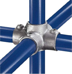 Kee - 1-1/4" Pipe, Four Socket Cross, Malleable Iron Cross Pipe Rail Fitting - Galvanized Finish - Eagle Tool & Supply