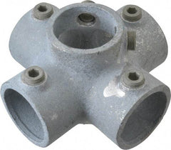 Kee - 1-1/2" Pipe, Four Socket Cross, Malleable Iron Cross Pipe Rail Fitting - Galvanized Finish - Eagle Tool & Supply