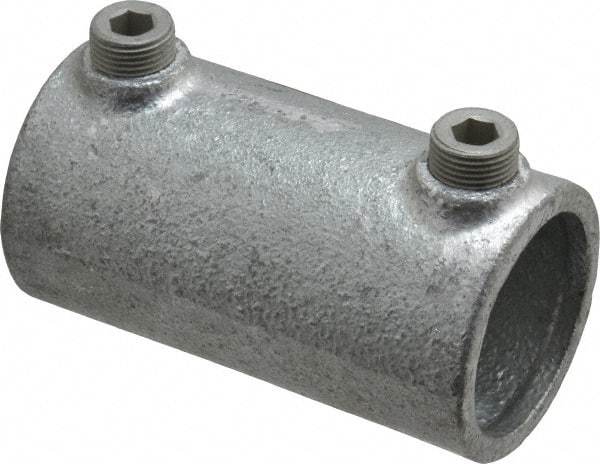 Kee - 1-1/4" Pipe, Malleable Iron Straight Coupling Pipe Rail Fitting - Galvanized Finish - Eagle Tool & Supply