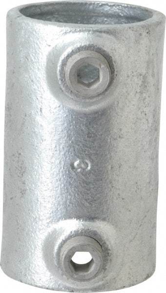 Kee - 1-1/2" Pipe, Malleable Iron Straight Coupling Pipe Rail Fitting - Galvanized Finish - Eagle Tool & Supply