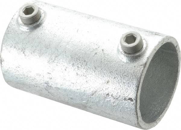 Kee - 2" Pipe, Malleable Iron Straight Coupling Pipe Rail Fitting - Galvanized Finish - Eagle Tool & Supply