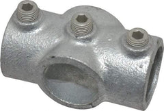 Kee - 1" Pipe, Two Socket Cross, Malleable Iron Cross Pipe Rail Fitting - Galvanized Finish - Eagle Tool & Supply
