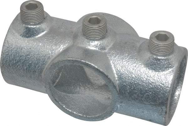 Kee - 1-1/4" Pipe, Two Socket Cross, Malleable Iron Cross Pipe Rail Fitting - Galvanized Finish - Eagle Tool & Supply