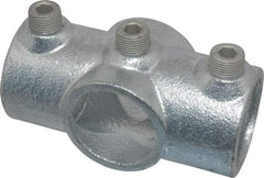 Kee - 1-1/4" Pipe, Two Socket Cross, Malleable Iron Cross Pipe Rail Fitting - Galvanized Finish - Eagle Tool & Supply