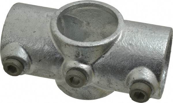 Kee - 1-1/2" Pipe, Two Socket Cross, Malleable Iron Cross Pipe Rail Fitting - Galvanized Finish - Eagle Tool & Supply