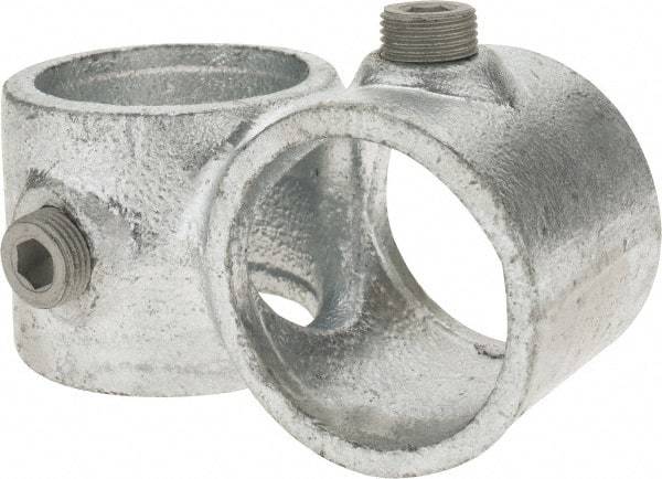 Kee - 1-1/2" Pipe, Crossover, Malleable Iron Cross Pipe Rail Fitting - Galvanized Finish - Eagle Tool & Supply
