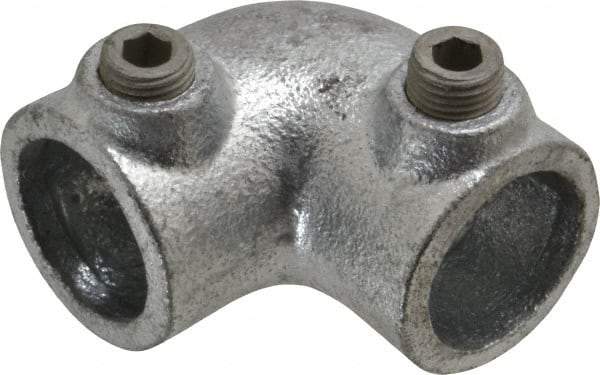 Kee - 3/4" Pipe, 90° Elbow, Malleable Iron Elbow Pipe Rail Fitting - Galvanized Finish - Eagle Tool & Supply