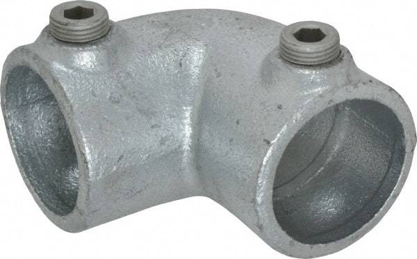 Kee - 1-1/4" Pipe, 90° Elbow, Malleable Iron Elbow Pipe Rail Fitting - Galvanized Finish - Eagle Tool & Supply