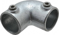Kee - 1-1/2" Pipe, 90° Elbow, Malleable Iron Elbow Pipe Rail Fitting - Galvanized Finish - Eagle Tool & Supply