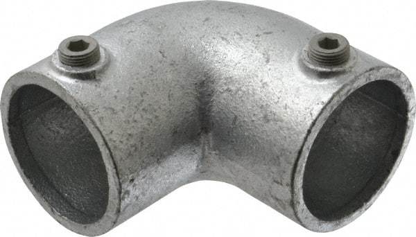 Kee - 2" Pipe, 90° Elbow, Malleable Iron Elbow Pipe Rail Fitting - Galvanized Finish - Eagle Tool & Supply
