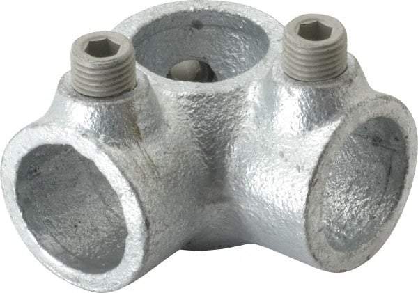 Kee - 3/4" Pipe, Side Outlet Tee, Malleable Iron Tee Pipe Rail Fitting - Galvanized Finish - Eagle Tool & Supply