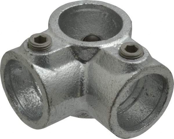 Kee - 1" Pipe, Side Outlet Tee, Malleable Iron Tee Pipe Rail Fitting - Galvanized Finish - Eagle Tool & Supply