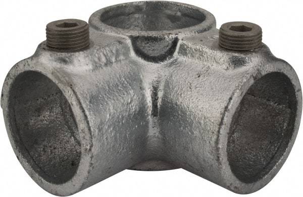 Kee - 1-1/4" Pipe, Side Outlet Tee, Malleable Iron Tee Pipe Rail Fitting - Galvanized Finish - Eagle Tool & Supply