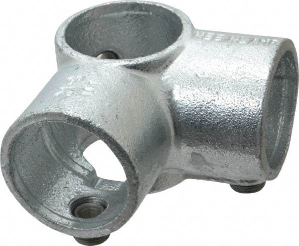 Kee - 1-1/2" Pipe, Side Outlet Tee, Malleable Iron Tee Pipe Rail Fitting - Galvanized Finish - Eagle Tool & Supply