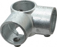 Kee - 1-1/2" Pipe, Side Outlet Tee, Malleable Iron Tee Pipe Rail Fitting - Galvanized Finish - Eagle Tool & Supply