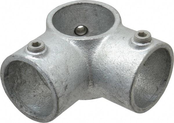 Kee - 2" Pipe, 90° Two Socket Tee, Malleable Iron Tee Pipe Rail Fitting - Galvanized Finish - Eagle Tool & Supply
