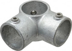 Kee - 2" Pipe, 90° Two Socket Tee, Malleable Iron Tee Pipe Rail Fitting - Galvanized Finish - Eagle Tool & Supply