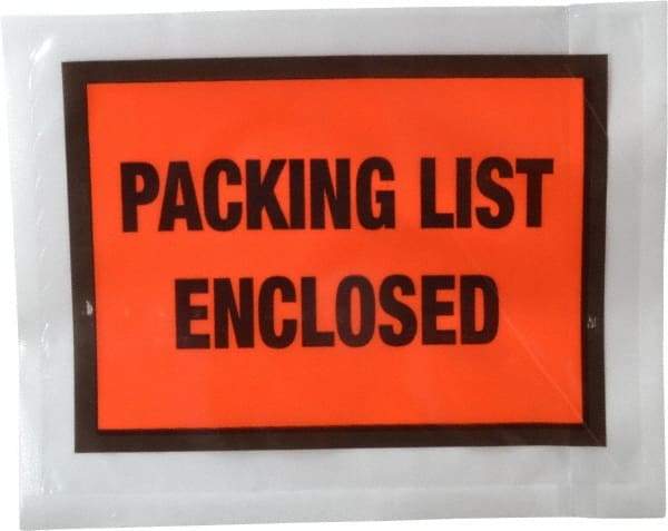 Nifty Products - 1,000 Piece, 5-1/2" Long x 4-1/2" Wide, Envelope - Packing List Enclosed, Orange Full Faced - Eagle Tool & Supply