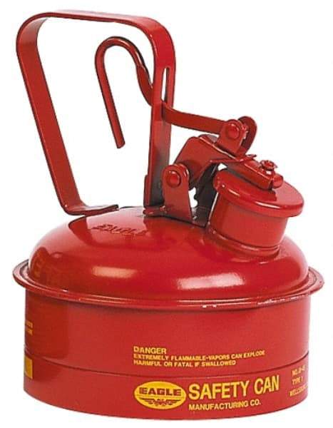 Eagle - 2 Qt Galvanized Steel Type I Safety Can - 8-3/4" High x 6-3/4" Diam, Red with Yellow - Eagle Tool & Supply