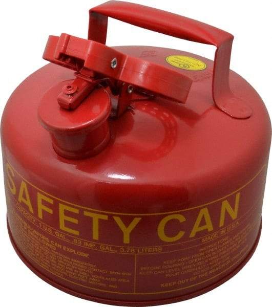 Eagle - 1 Gal Galvanized Steel Type I Safety Can - 10" High x 9" Diam, Red with Yellow - Eagle Tool & Supply