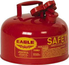 Eagle - 2 Gal Galvanized Steel Type I Safety Can - 9-1/2" High x 11-1/4" Diam, Red with Yellow - Eagle Tool & Supply