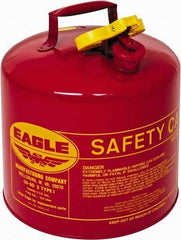 Eagle - 5 Gal Galvanized Steel Type I Safety Can - 13-1/2" High x 12-1/2" Diam, Red with Yellow - Eagle Tool & Supply