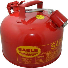 Eagle - 2 Gal Galvanized Steel Type II Safety Can - 9-1/2" High x 11-1/4" Diam, Red with Yellow - Eagle Tool & Supply