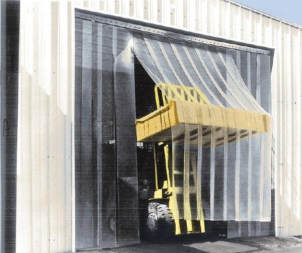 Aleco - 12' Door Width x 12' Door Height Vinyl Smooth Antistatic Strip Door Kit - 12" Strip Width x 1/8" Strip Thickness, Clear, 66% Overlap - Eagle Tool & Supply