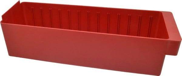 Quantum Storage - 17-5/8" Deep, Red High-Impact Polystyrene Drawer Bin - 4-5/8" High x 5-9/16" Wide x 17-5/8" Long - Eagle Tool & Supply