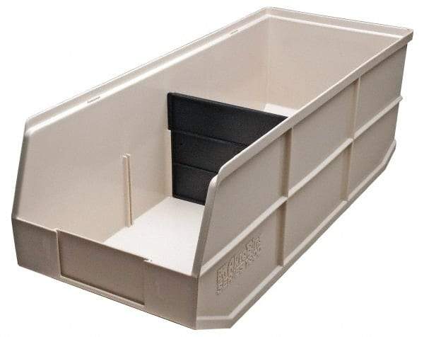 Akro-Mils - 60 Lb. Load Capacity, 20-1/2" Deep, Ivory Polymer Hopper Stacking Bin - 7" High x 8-1/4" Wide x 20-1/2" Long - Eagle Tool & Supply