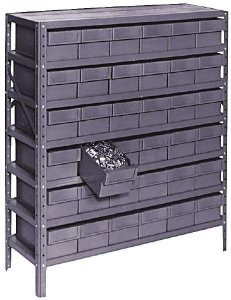 Value Collection - 72 Bin Bin Shelving Unit with Drawers - 36 Inch Overall Width x 12 Inch Overall Depth x 75 Inch Overall Height, Gray Plastic Bins - Eagle Tool & Supply