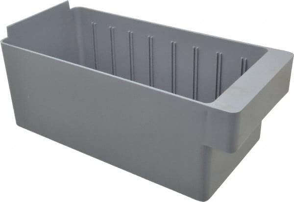 Quantum Storage - 11-5/8" Deep, Gray High-Impact Polystyrene Drawer Bin - 4-5/8" High x 5-9/16" Wide x 11-5/8" Long - Eagle Tool & Supply