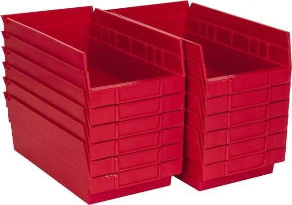 Akro-Mils - 11-5/8" Deep, Red Hopper Shelf Bin - 4" High x 6-5/8" Wide x 11-5/8" Long - Eagle Tool & Supply