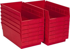 Akro-Mils - 11-5/8" Deep, Red Hopper Shelf Bin - 4" High x 6-5/8" Wide x 11-5/8" Long - Eagle Tool & Supply