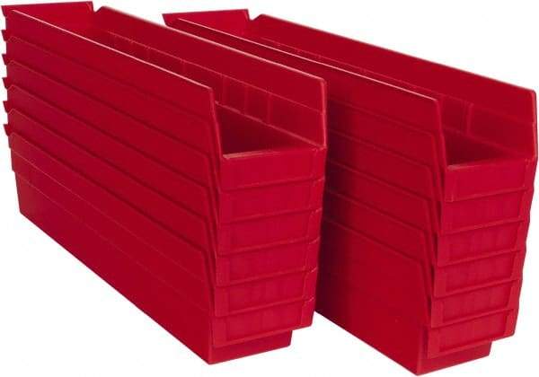 Akro-Mils - 17-7/8" Deep, Red Hopper Shelf Bin - 4" High x 4-1/8" Wide x 17-7/8" Long - Eagle Tool & Supply