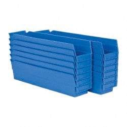 Akro-Mils - 17-7/8" Deep, Blue Hopper Shelf Bin - 4" High x 4-1/8" Wide x 17-7/8" Long - Eagle Tool & Supply