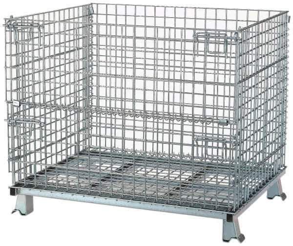 Nashville Wire - 40" Long x 32" Wide x 34-1/2" High Steel Basket-Style Bulk Folding Wire Stackable Container - 4,000 Lb. Load Capacity - Eagle Tool & Supply