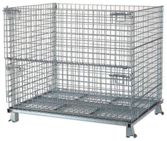 Nashville Wire - 48" Long x 40" Wide x 36" High Steel Basket-Style Bulk Folding Wire Stackable Container - 4,000 Lb. Load Capacity - Eagle Tool & Supply