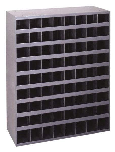 Durham - 42 Bin Bin Shelving Unit with Openings and Base - 12 Inch Overall Depth x 42 Inch Overall Height, Gray Steel Bins - Eagle Tool & Supply