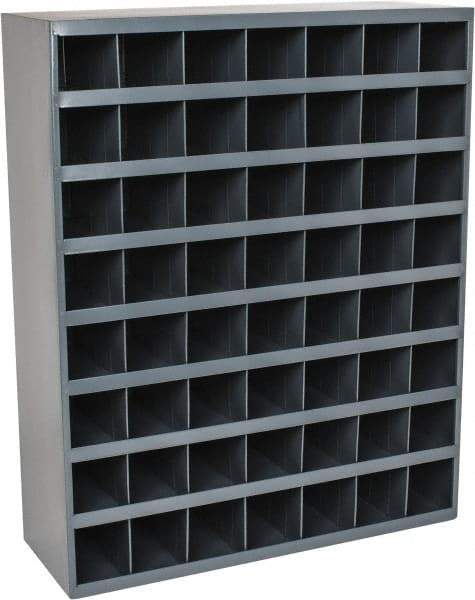 Durham - 56 Bin Bin Shelving Unit with Openings - 33-3/4 Inch Overall Width x 12 Inch Overall Depth x 42 Inch Overall Height, Gray Steel Bins - Eagle Tool & Supply