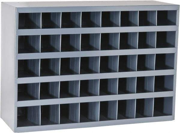 Durham - 40 Bin Bin Shelving Unit with Openings - 33-3/4 Inch Overall Width x 12 Inch Overall Depth x 24 Inch Overall Height, Gray Steel Bins - Eagle Tool & Supply