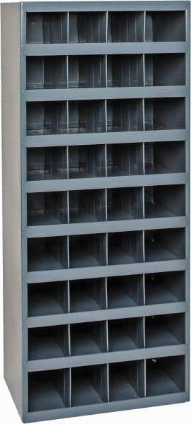 Durham - 36 Bin Bin Shelving Unit with Openings - 17-7/8 Inch Overall Width x 12 Inch Overall Depth x 42 Inch Overall Height, Gray Steel Bins - Eagle Tool & Supply